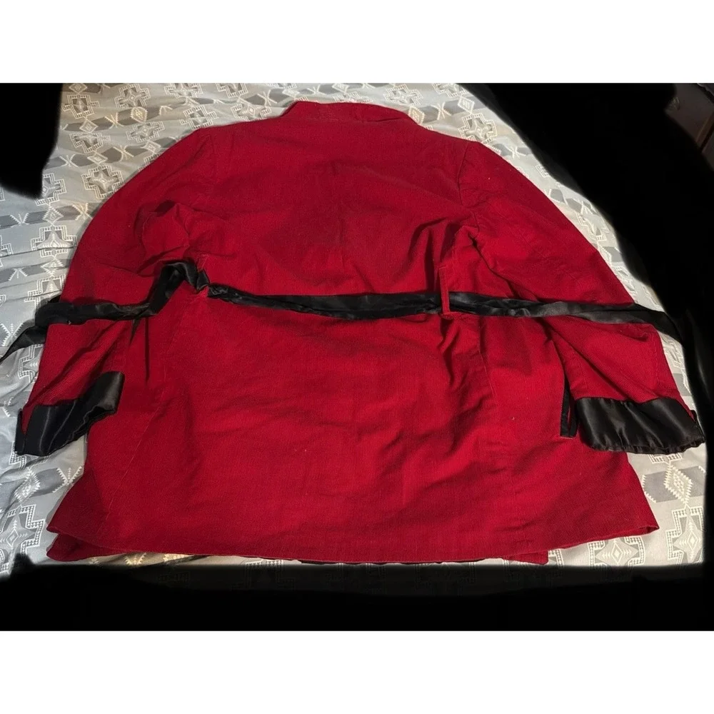 VTG 50-60s Baskin Chicago Mens Large , Red Corduroy Smoking Jacket Lounging Robe